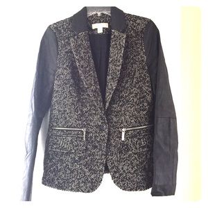 Michael Michael Kors faux leather tweed blazer