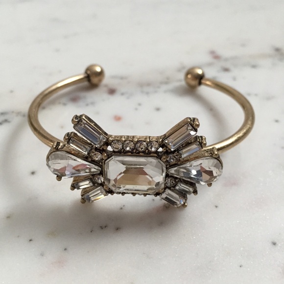 "Adaline" Bracelet || Clear Crystal & Gold Cuff - Picture 2 of 6