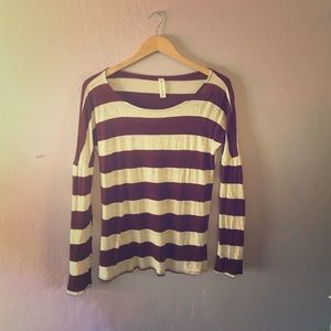 Maroon and white striped shirt