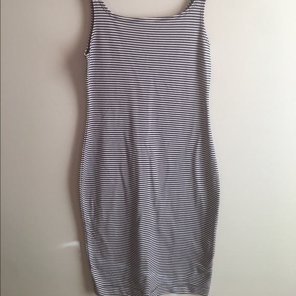 Navy blue and white stripped sleeveless dress