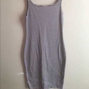 Navy blue and white stripped sleeveless dress