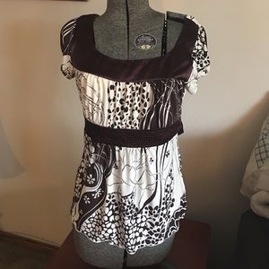 Heart Soul Tops - Brown and cream blouse with tie back Heart Soul Tops - Brown and cream blouse with tie back