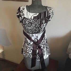 Heart Soul Tops - Brown and cream blouse with tie back Heart Soul Tops - Brown and cream blouse with tie back