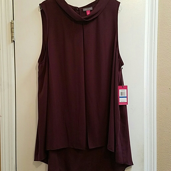Vince Camuto Mock Neck Inverted Pleat Sleeveless B