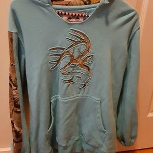 Turquoise and camo hoodie