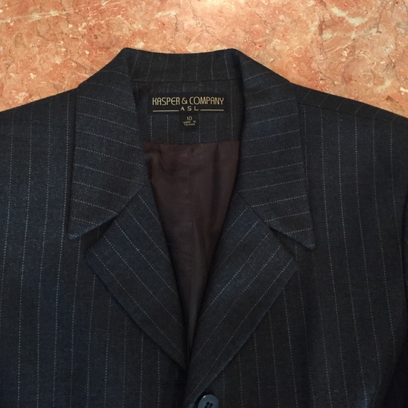 GRAY pinstriped KASPER & COMPANY ASL BLAZER 10 - Picture 2 of 4