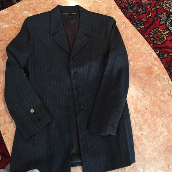 GRAY pinstriped KASPER & COMPANY ASL BLAZER 10 - Picture 3 of 4