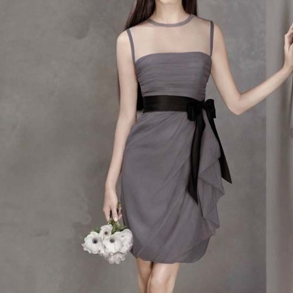 White by Vera Wang  Dresses & Skirts - White by Vera Wang grey tulle bridesmaid dress
