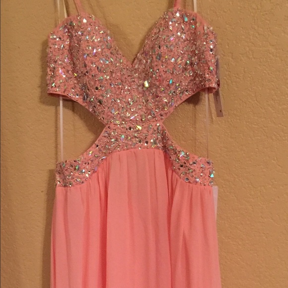 Blush Colored Backless Long Evening Gown - Picture 2 of 4