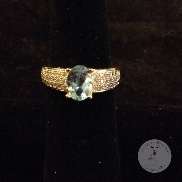 Genuine Blue and White Topaz Ring