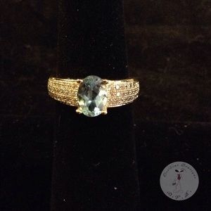 Genuine Blue and White Topaz Ring