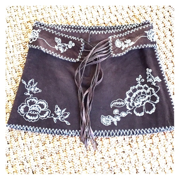 Suede mini skirt