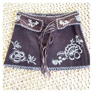 Suede mini skirt