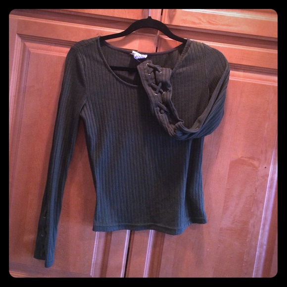 Braided Henley style laced sweater