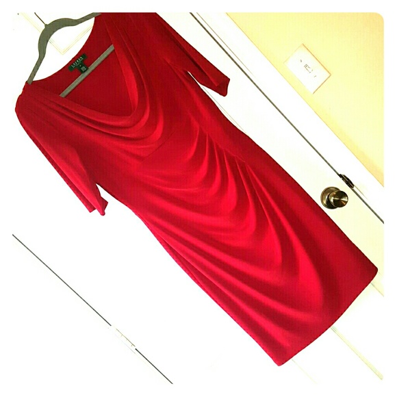 Ralph Lauren red ruched dress