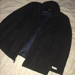 CALVIN KLIEN DOUBLE ZIPPER QUILTED PEACOAT