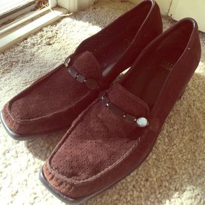 Brown Suede Loafer-style heels