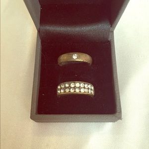Brass and rhinestone ring set