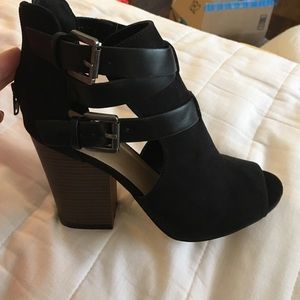 Never worn, with box, open toe bootie