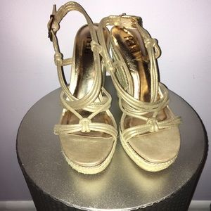 Reba Muted Metallic Gold Wedges