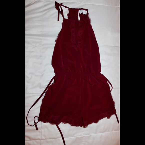 Maroon Lace Side Romper - Picture 1 of 4