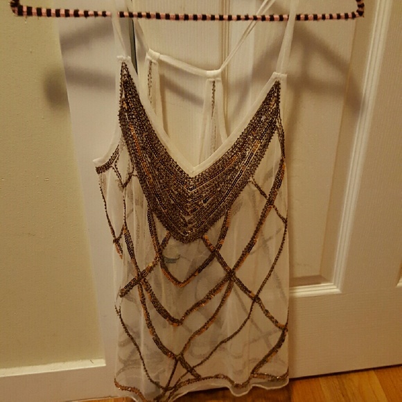 Gold lace tank