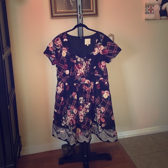 Mod cloth retro floral plaid dress