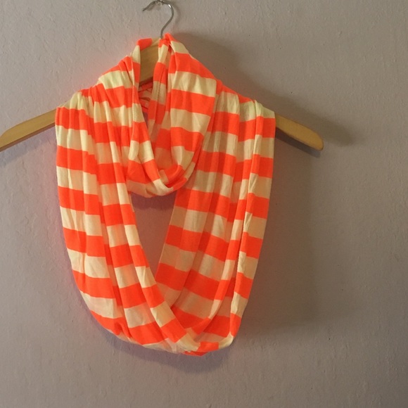 Orange striped infinity scarf