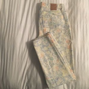 Red camel floral jeans