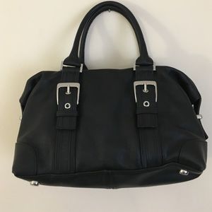 Express Handbags - Express black leather handbag medium silver metal