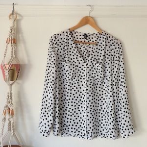 H&M long sleeve dot blouse