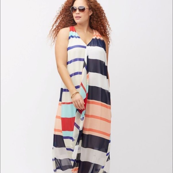 New  Cascade Striped Maxi Dress