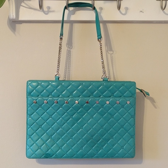 St John quilted teal green bag