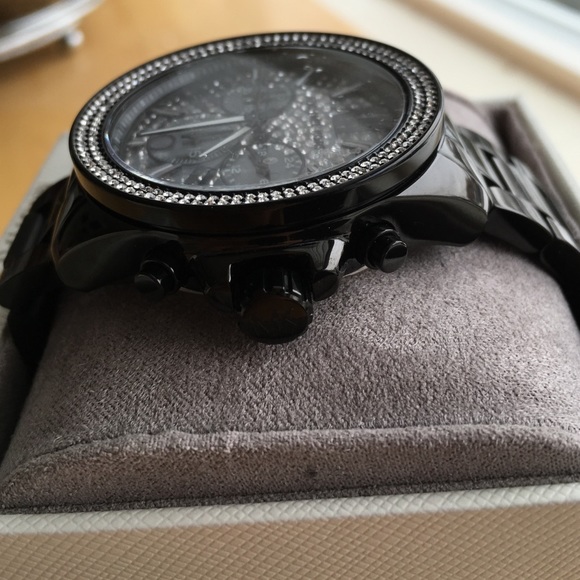 Michael Kors Wren Black silver glitz chrono watch - Picture 2 of 4