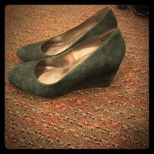 Wedged heels- green suede- worn twice