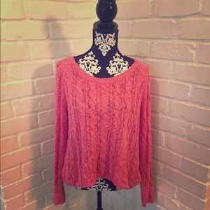 Bright pink loose knit Abercrombie sweater