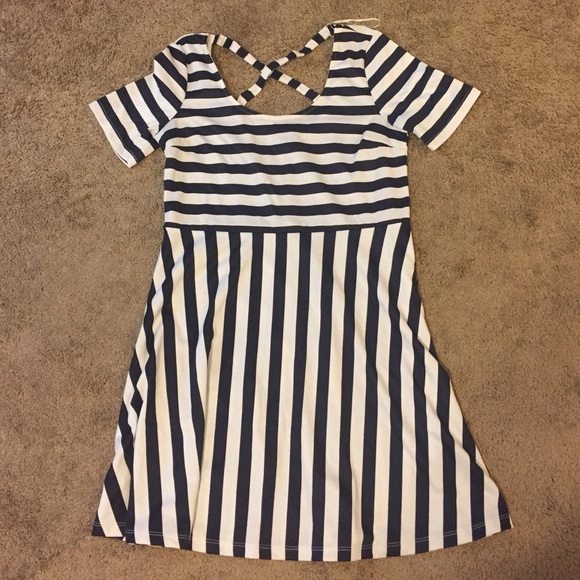 Navy blue & white stripped dress