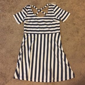 Navy blue & white stripped dress