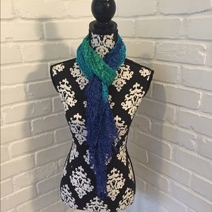 Green,blue and dark blue ombré scarf