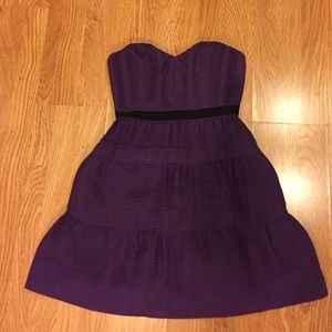 BCBG Max Azria Purple Strapless Pleated Dress