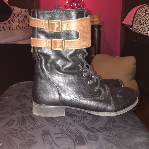 Black and Brown Combat Boots