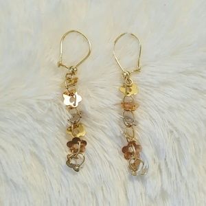 14k Two Tone Gold Flower Earrings