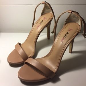 Size 7.5 Nude JustFab Sandal Heels