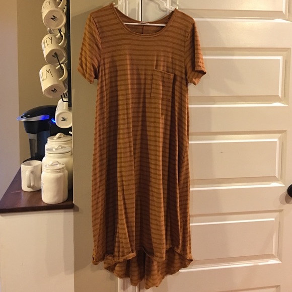 Lularoe Carly dress Dark Mustard Stripe size M