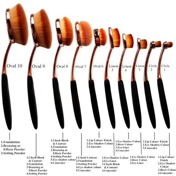 10Pcs Profesional Oval Makeup Brushes - Picture 4 of 4