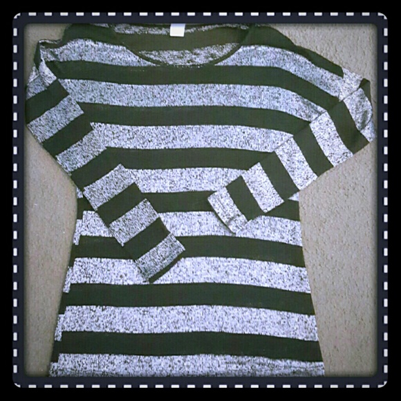 Black and silver long sleeve slightly sheer top