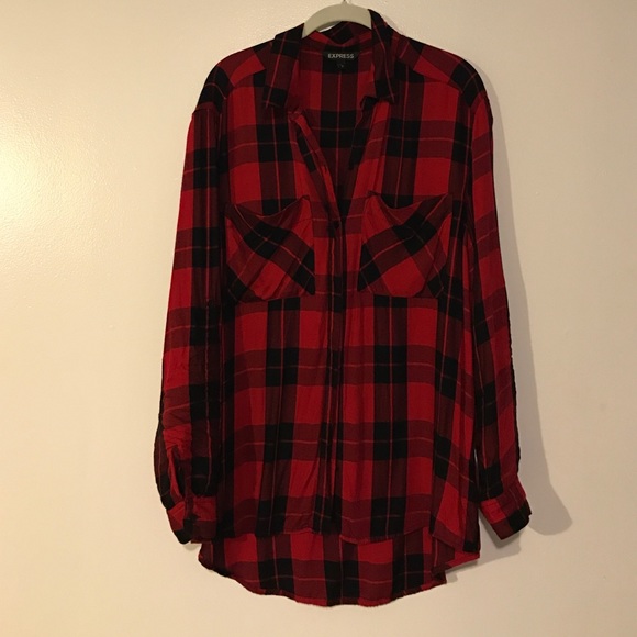 Express plaid printed blouse