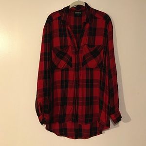 Express plaid printed blouse