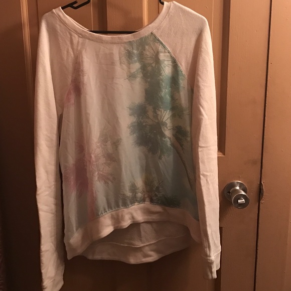 White and Tropical Hollister pullover sweater