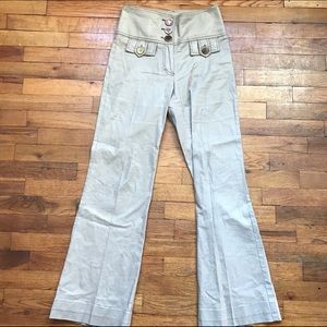 Cache Brass Buttoned Khakis. Size 4.